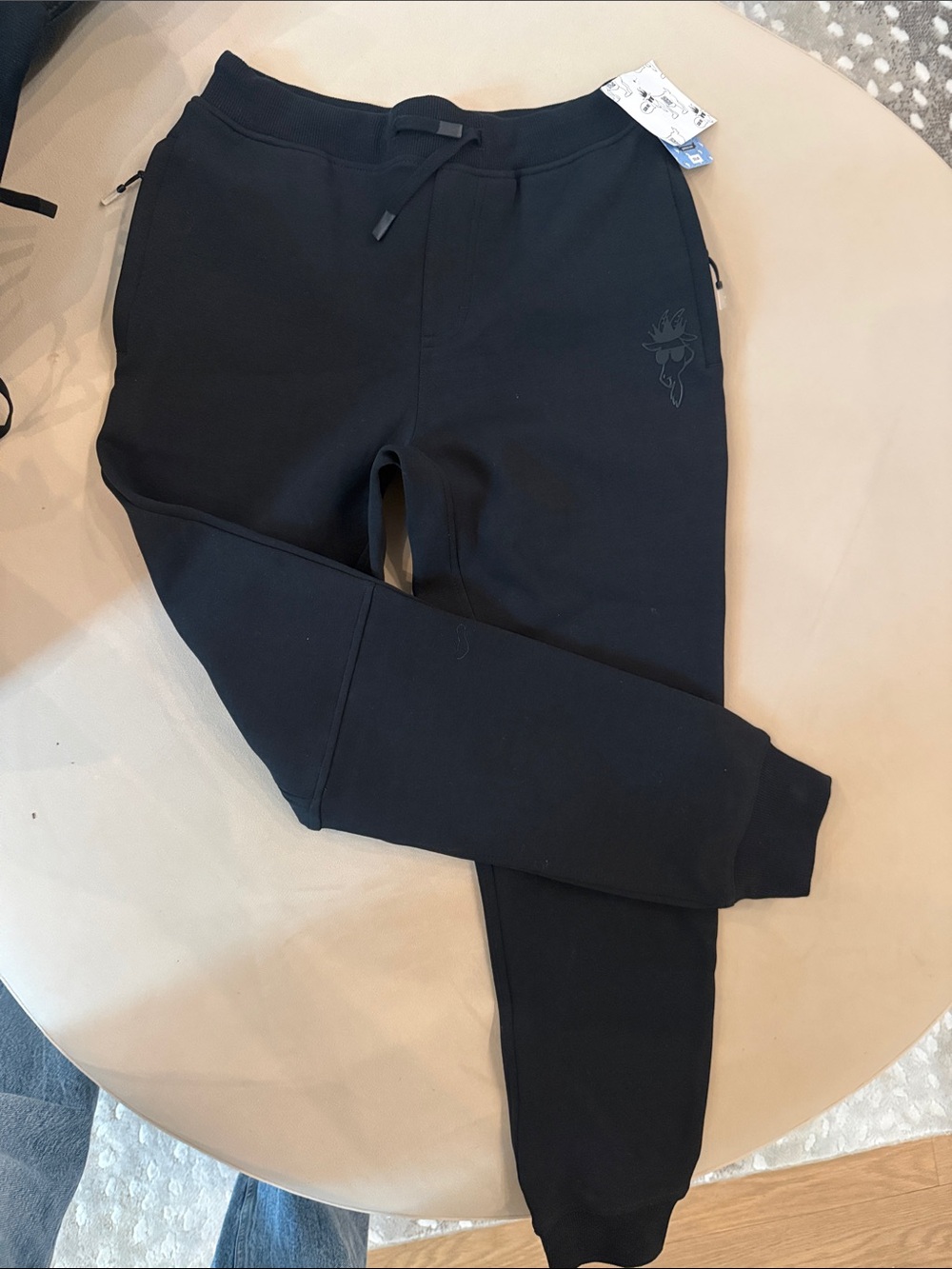 Kids Black Jogger Sweatpants with Drawstring Waist